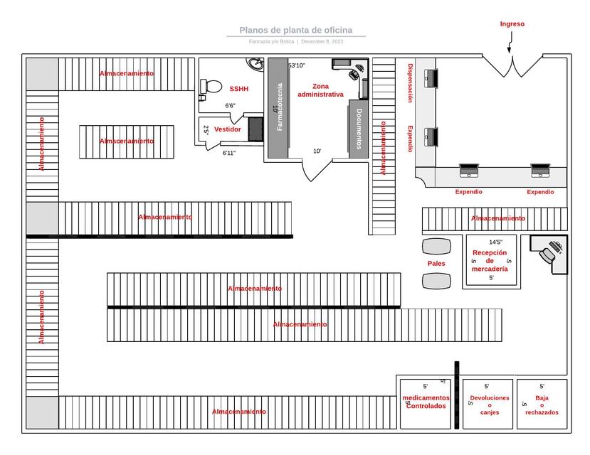 Planos de planta de oficina farmacéutica 