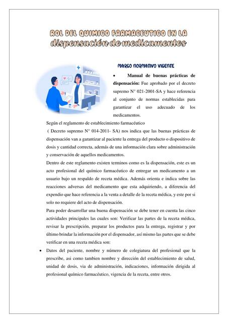 Rol del Químico Farmacéutico en la Dispensación de Medicamentos 