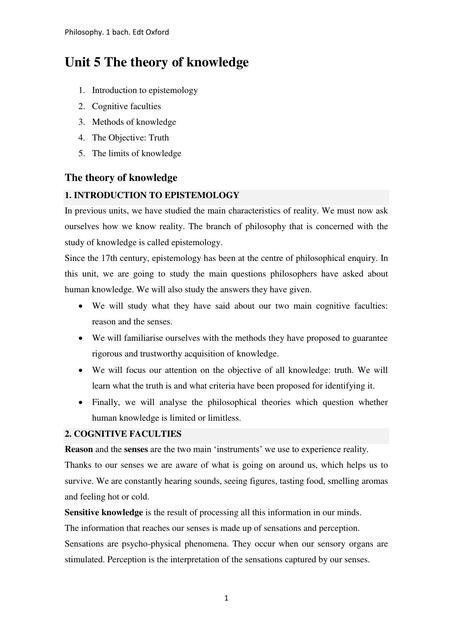 Unit 5 Theory of Knowledge