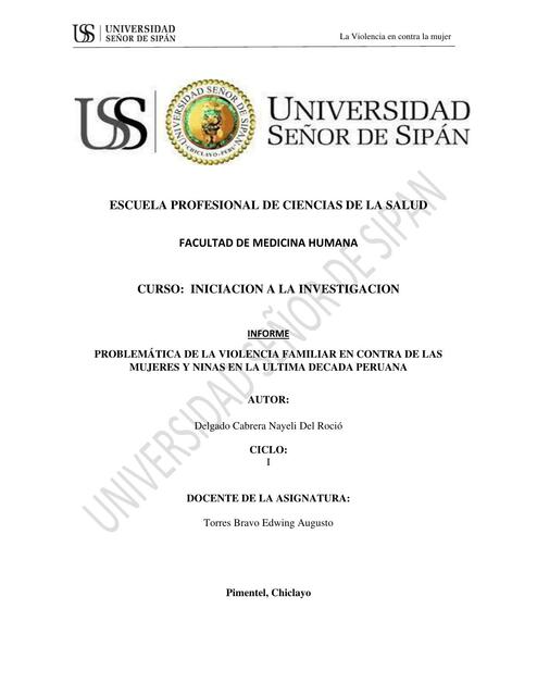 Problemática de la violencia familiar en contra de las mujeres y niñas en la ultima década peruana