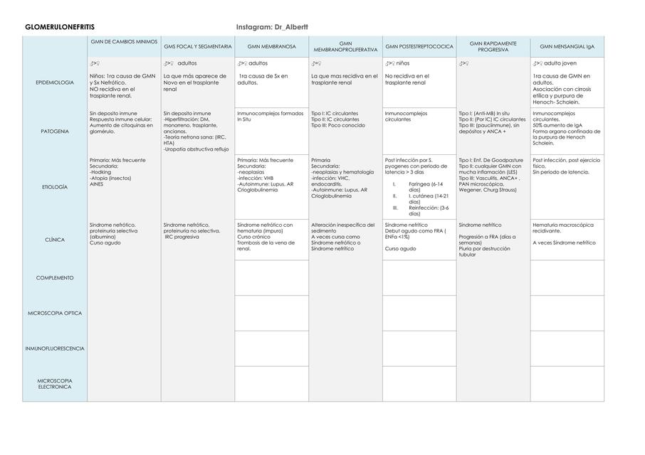 Todo sobre GLOMERULONEFRITIS