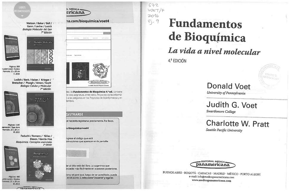 Fundamentos de la Bioquimica 4ta edicion