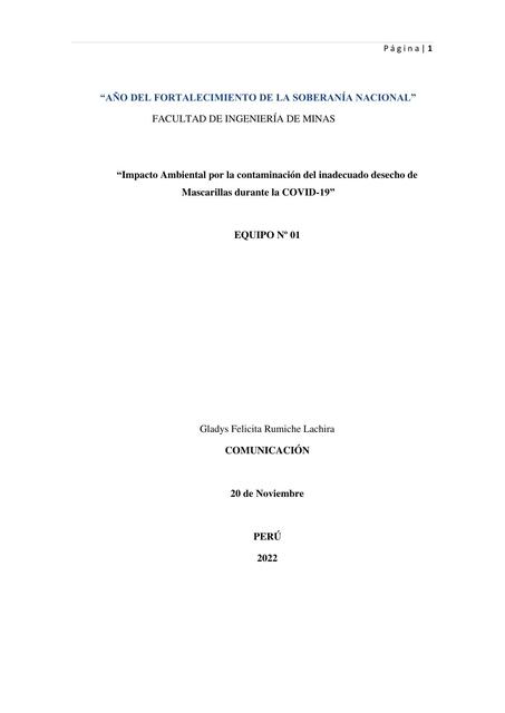 Impacto Ambiental por la Contaminación del Inadecuado Desecho de Mascarillas Durante la COVID-19