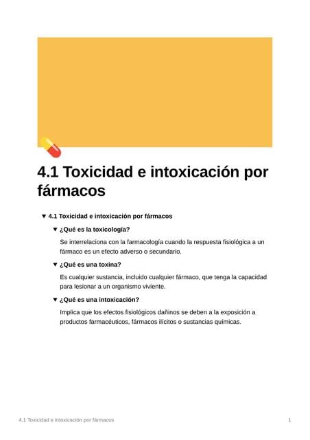 Toxicidad e intoxicación por fármacos | ESPM MEDICINA | uDocz