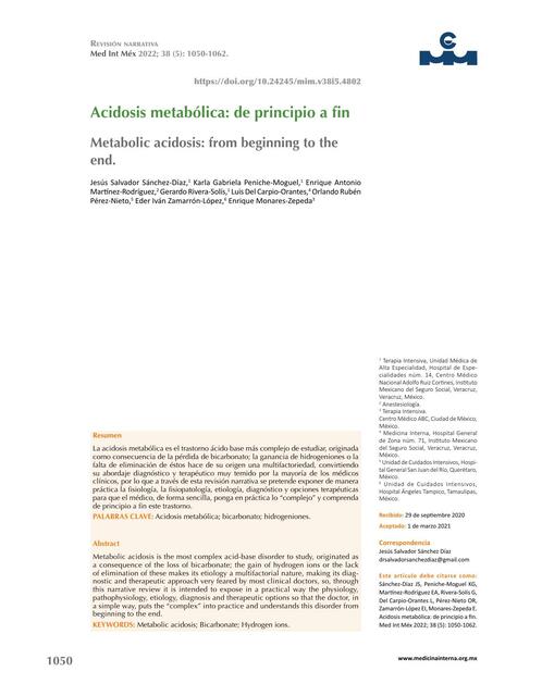 Acidosis Metabólica: De Principio a Fin