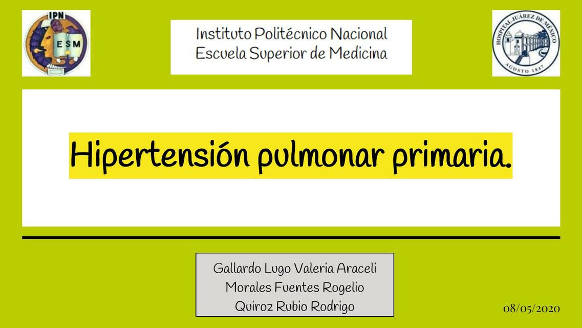 Hipertensión Pulmonar Primaria