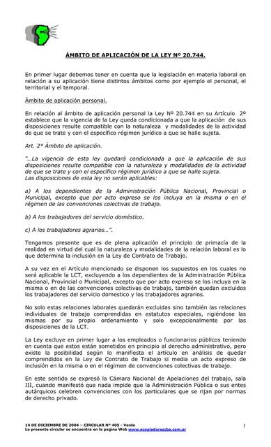 Ámbito de aplicación de la ley No.20.744