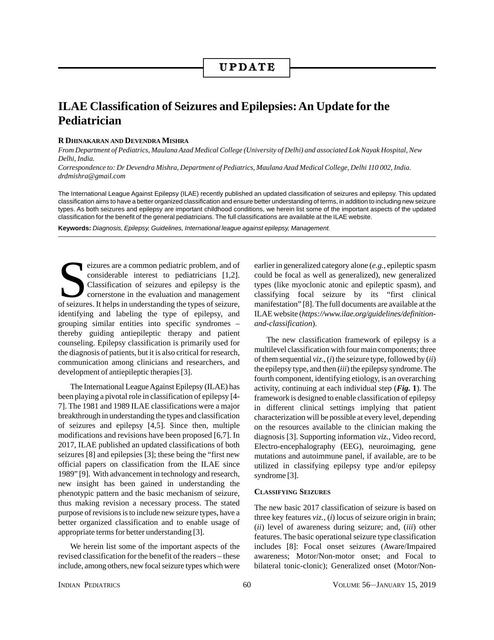 ILAE Classification of Seizures and Epilepsies: An Update for the Pediatrician