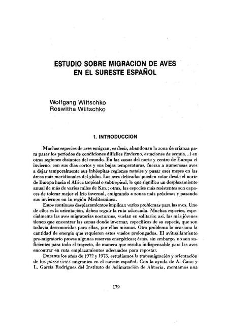 Estudio sobre Migración de Aves en el Sureste Español 