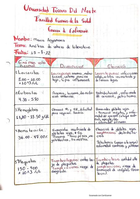 Análisis de Valores de Laboratorio 