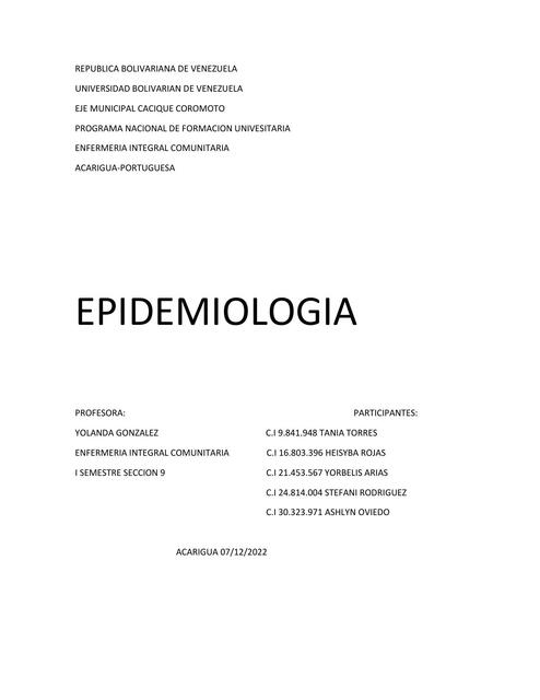 Trabajo epidemiología