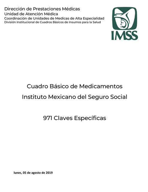 Cuadro Básico de Medicamentos imss