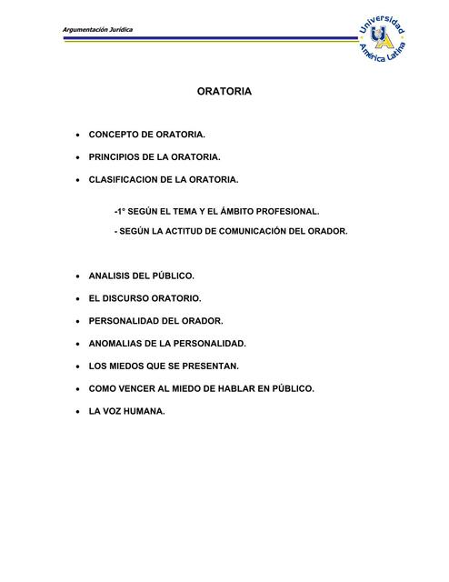 Oratoria. Antología, Argumentación Jurídica