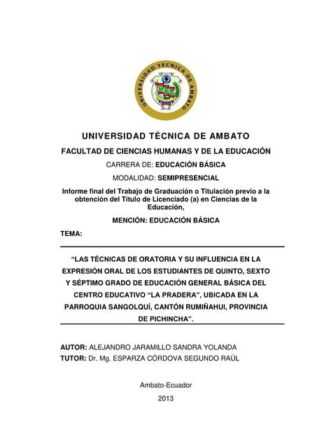 Las Técnicas de Oratoria y su Influencia en la Expresión Oral de los Estudiantes