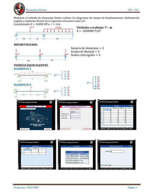 Uso del Programa Viga MEF- Ensamble de Matriz de Rigidez 