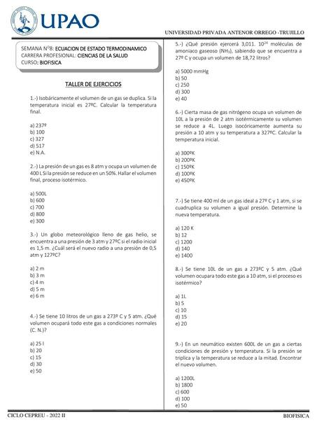 Ecuación del estado termodinámico