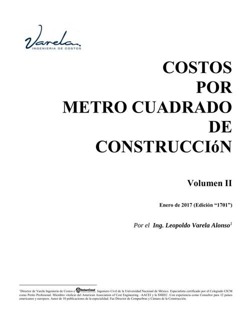 Costos por Metro Cuadrado de Construcción