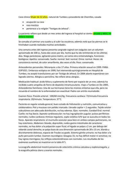 Caso clínico Mujer de 32 años