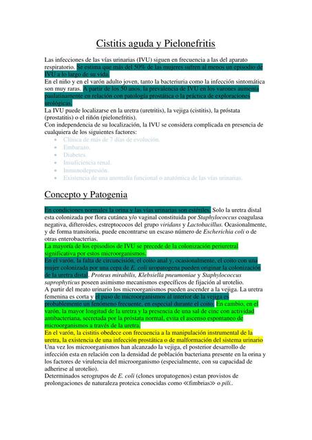 Cistitis y Pielonefritis aguda