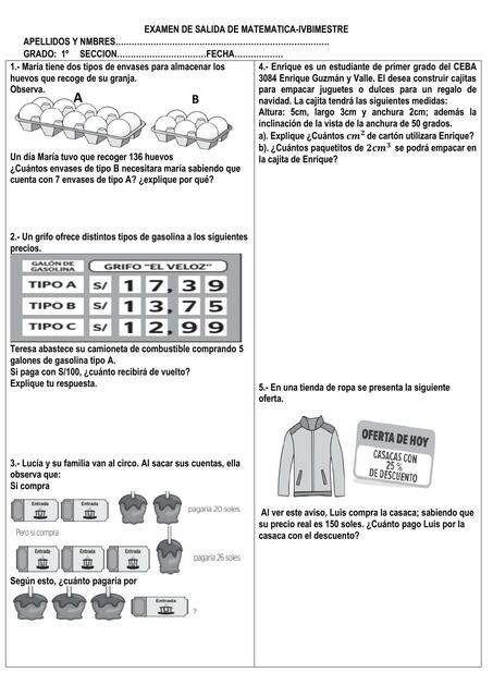 Examen de Salida de Matemática 