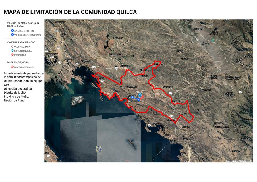 Mapa de la limitación de la comunidad quilca