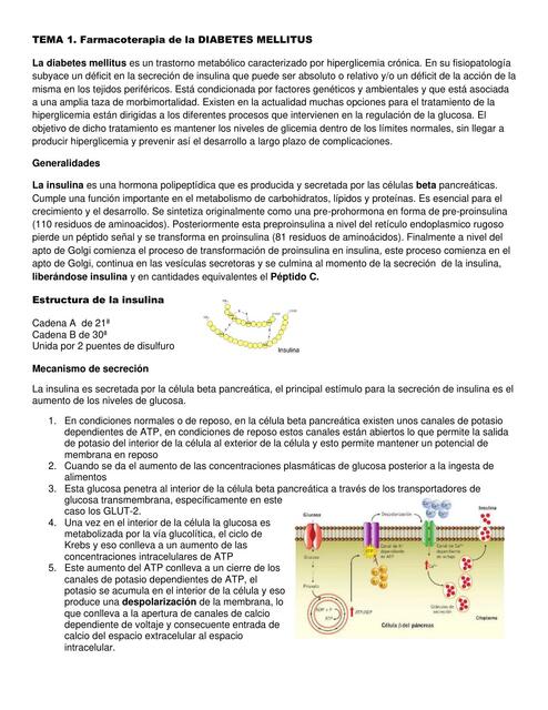 Tema 1 - farmacoterapia de la diabetes mellitus