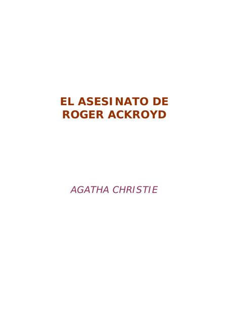 Libros de Misterio. El Asesinato de Roger Ackroyd