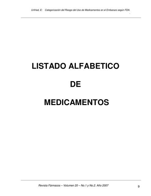 Listado Alfabético de Medicamentos 