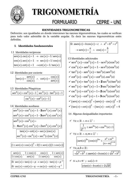 Identidades trigonométricas 