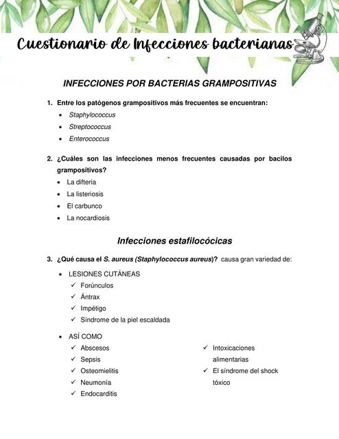 Cuestionario de enfermedades infecciosas III y IV