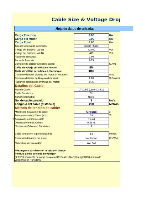 Hoja de Datos de Entrada 