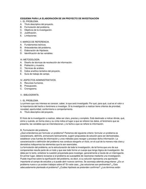 Esquema para la elaboración de un proyecto de investigación | MEDilove ...