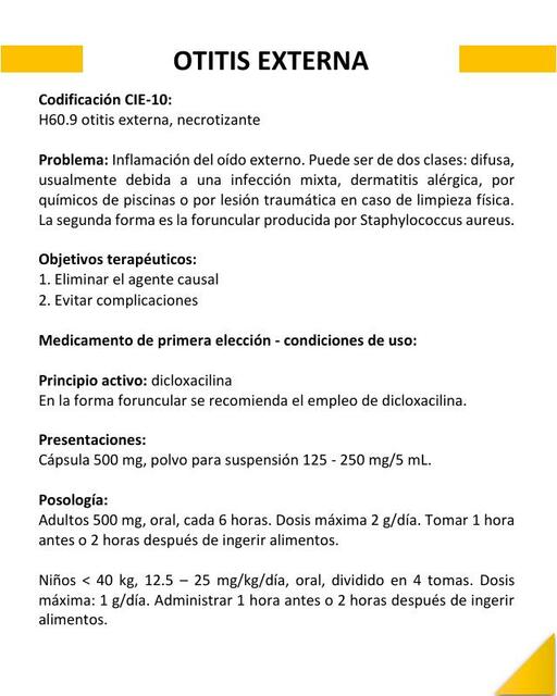 Otitis externa Apuntes Médicos Diego Israel Tipan, MD. uDocz
