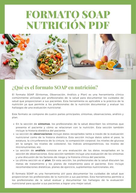 Formato Soap Nutrición Pdf Amantes De La Nutrición Udocz 2995