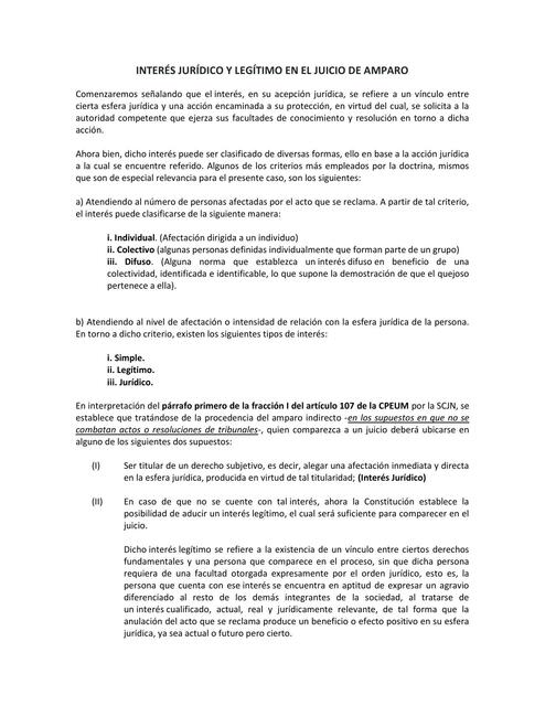 Interés Jurídico y Legítimo en el Juicio de Amparo 