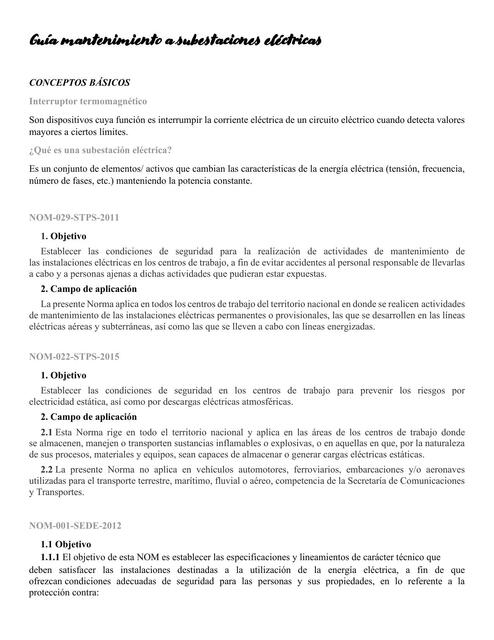 Guía Mantenimiento a Subestaciones Eléctricas