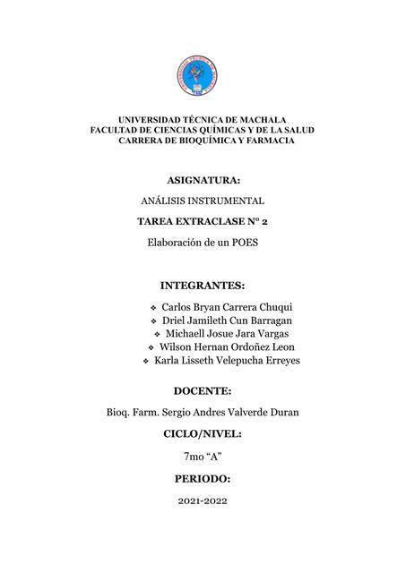 Elaboración de un POES | Wilson Ordóñez León | uDocz