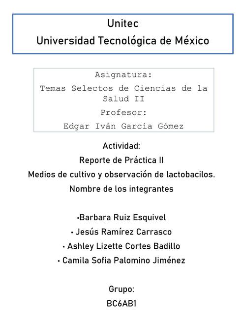 Medios de Cultivo y Observación de Lactobacilos