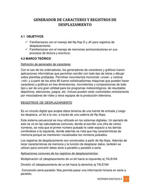 Generador de Caracteres y Registros de Desplazamiento 