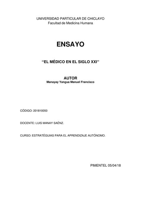 Ensayo - El Médico del Siglo XXI