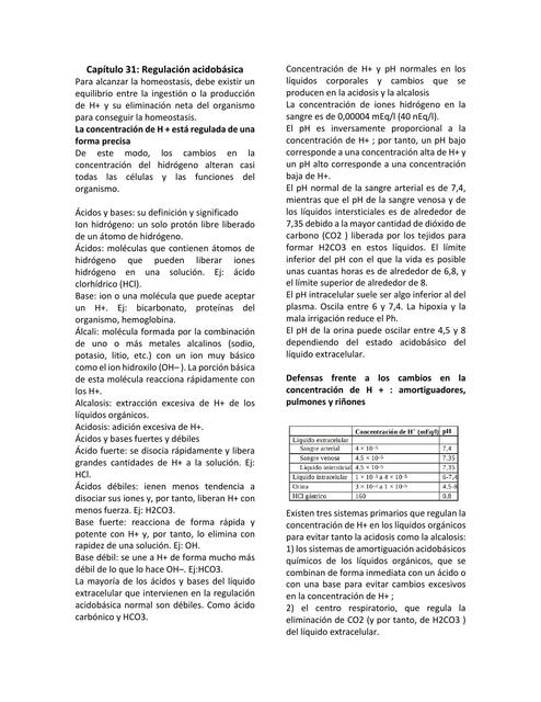 Capítulo 31 Regulación acidobásica