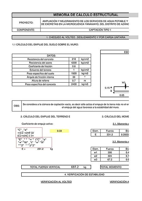 CÁLCULO ESTRUCTURAL CAPTACIÓN