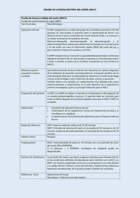 Mslt Form Neurofisiológica | Diego Israel Tipan, MD. - Apuntes Médicos | uDocz