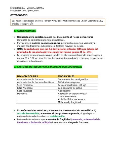 Flashcards de OSTEOPOROSIS RESUMEN BASADO EN HARRISON MEDICINA INTERNA ...
