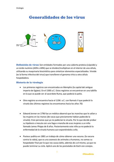 CARACTERES GENERALES DE LOS VIRUS 