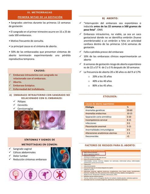 Metrorragias Primera Mitad de la Gestación