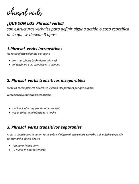 Prhsal Verbs