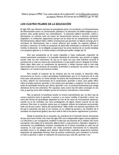 Los Cuatro Pilares de la Educación 