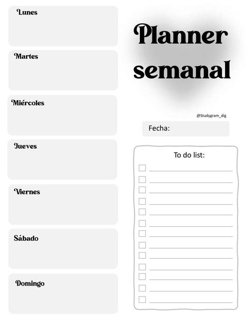 Planner Semanal Black