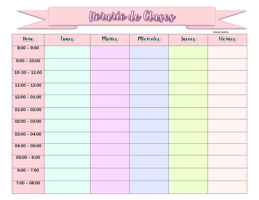 Mi Horario Editable